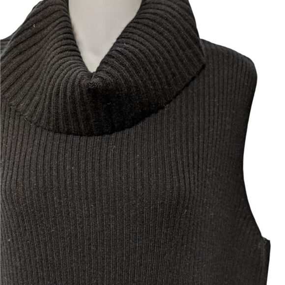 HALOGEN Merino Wool Cashmere Minimalist Ribbed Tunic Turtleneck Sweater M - Picture 3 of 8